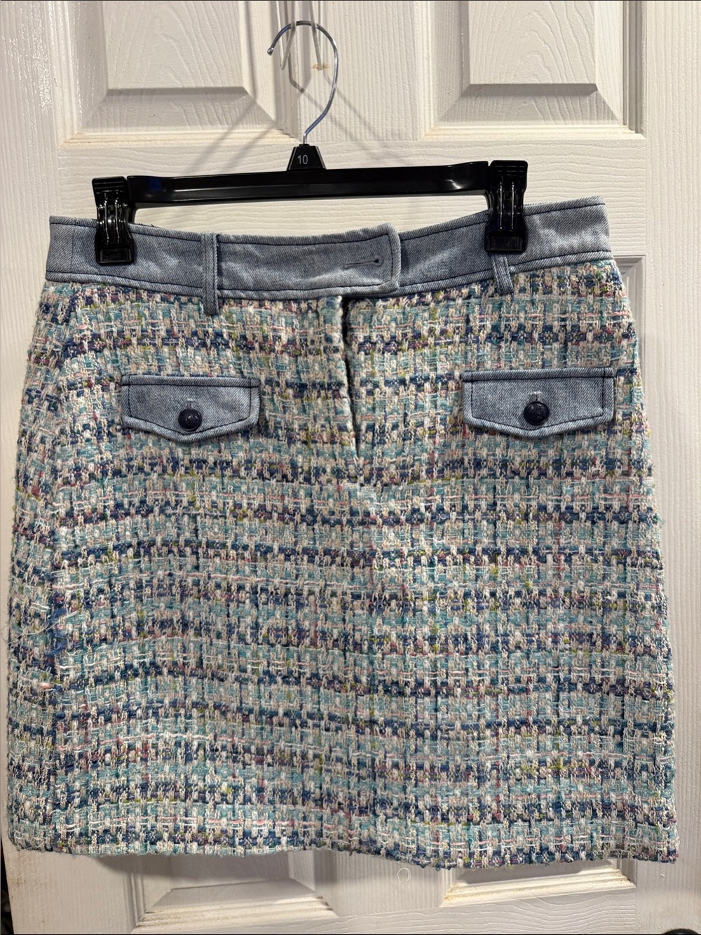Woven Tweed Mini Skirt - Blue Multicolor